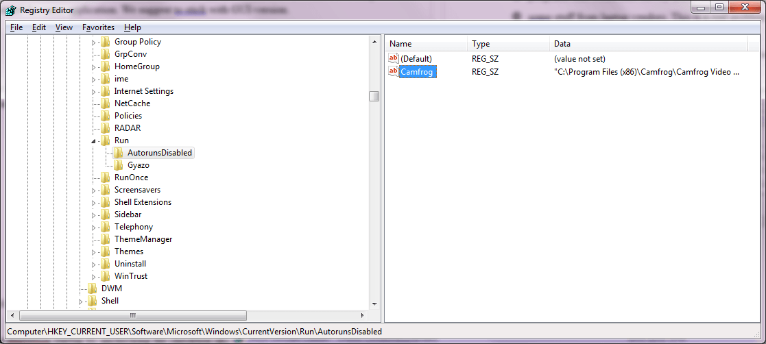 Autoruns Regedit