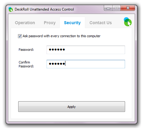 DeskRoll Remote Desktop - Enable Password